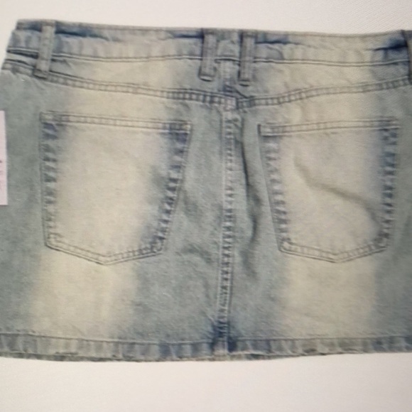 Denim Mini Skirt with Faded Design - Picture 2 of 2